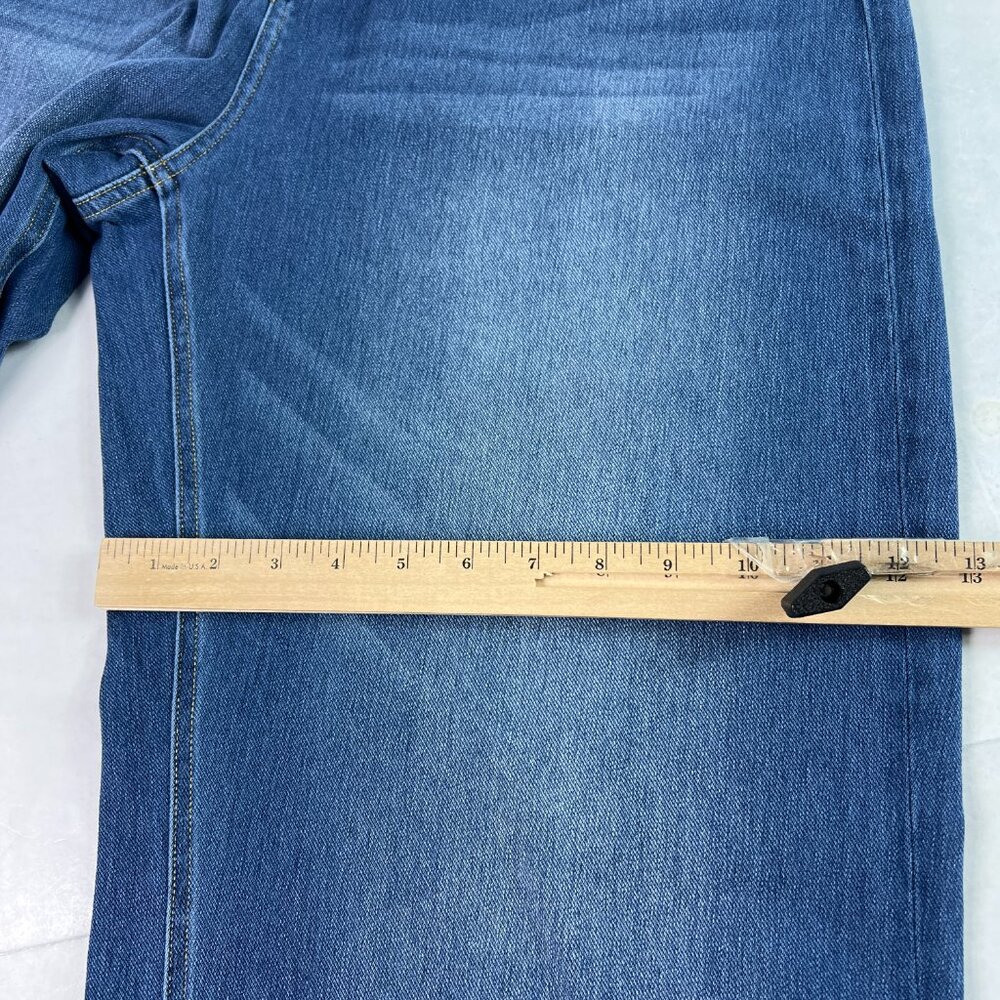 Halara Jeans Women's 36x23* High Rise Rolled Hem Wide Leg Crop Blue Denim No Tag - Picture 13 of 16